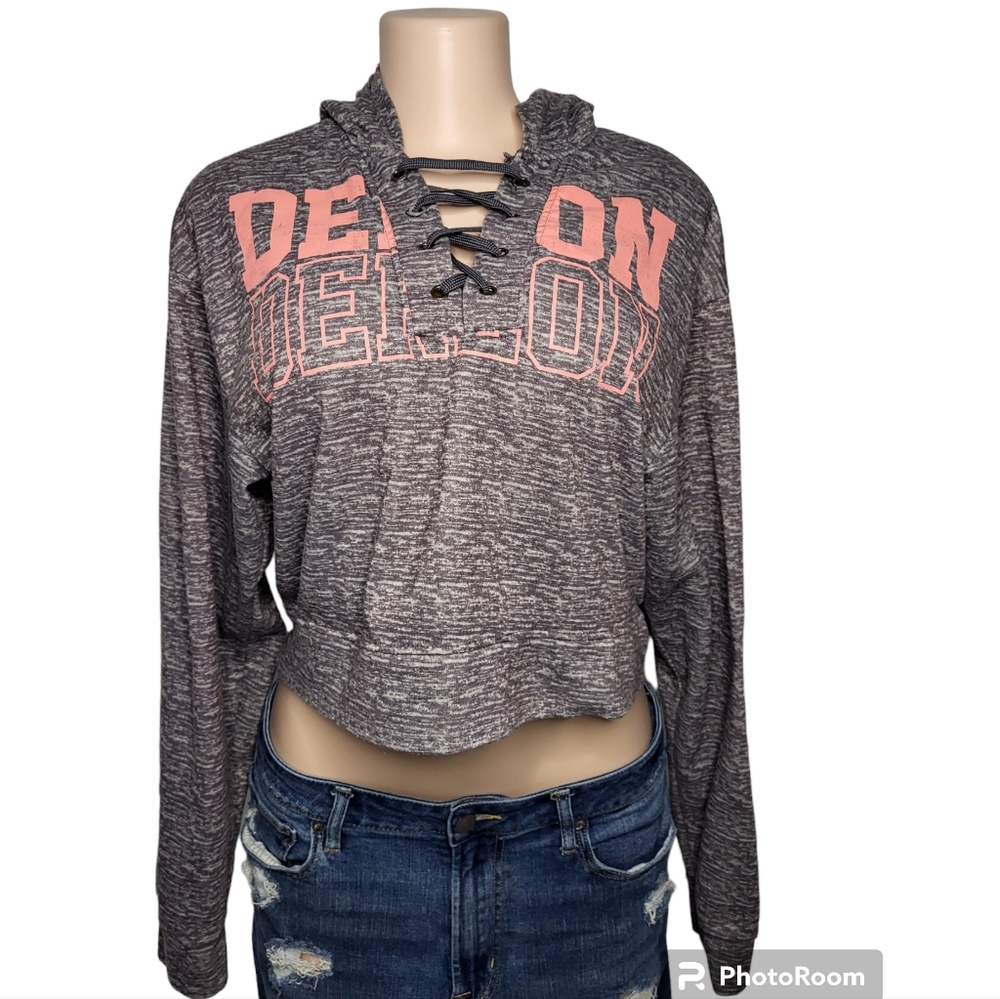 Dereon Lace-Up Drawstring Hoodie Sweatshirt